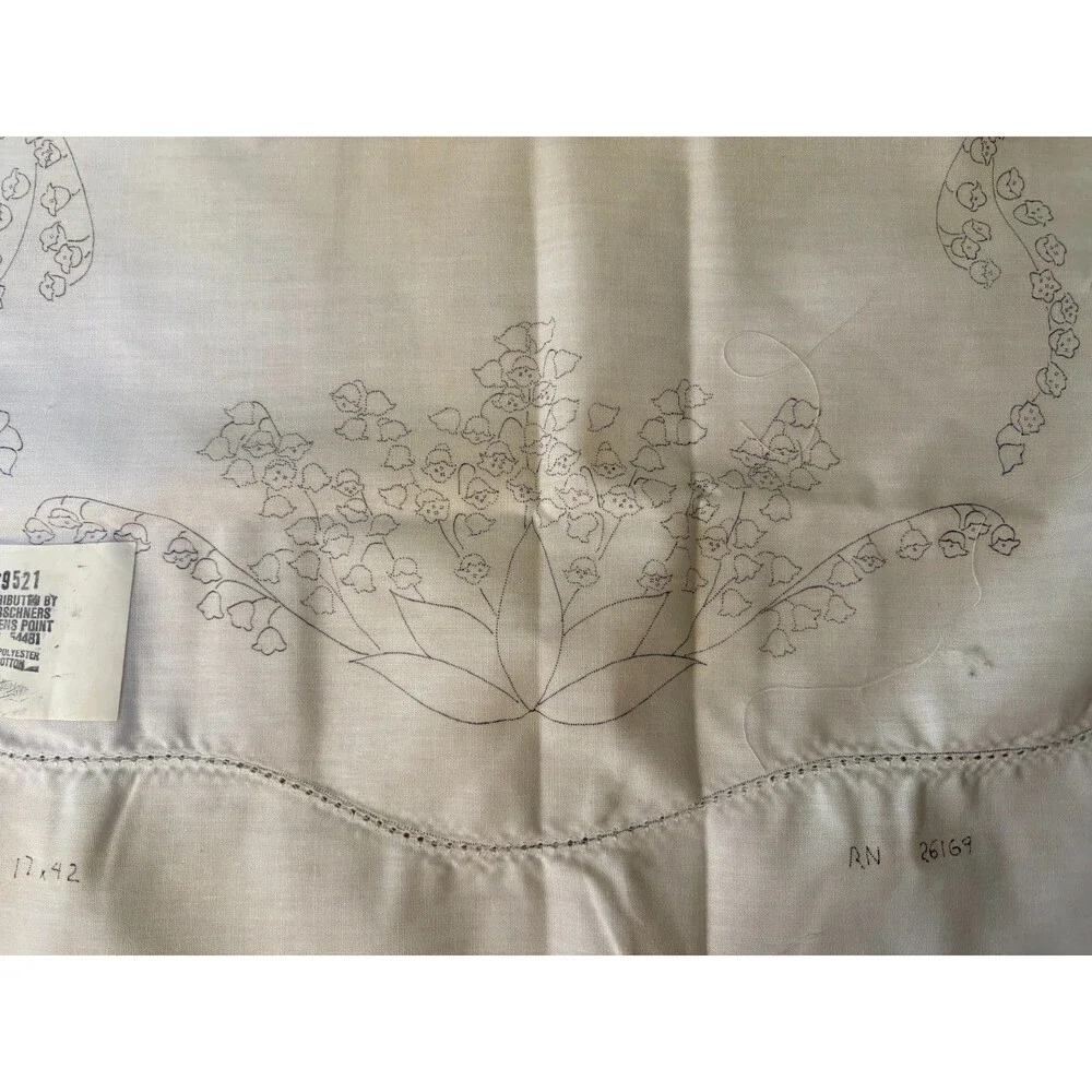 Vintage Herrschners Embroidered Table Runner Set 2 Lilies Bird Nest 17x42